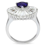 SS004 - Silver 925 Sterling Silver Ring with AAA Grade CZ in Tanzanite - Alamode - Flyclothing LLC