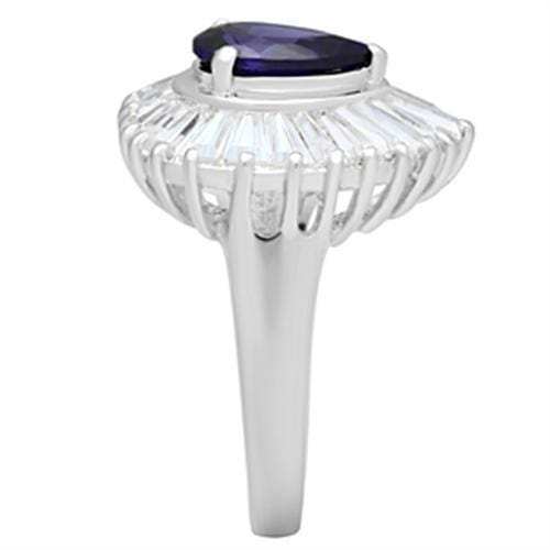 SS004 - Silver 925 Sterling Silver Ring with AAA Grade CZ in Tanzanite - Alamode - Flyclothing LLC