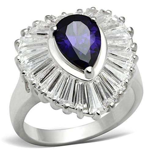 SS004 - Silver 925 Sterling Silver Ring with AAA Grade CZ in Tanzanite - Alamode - Flyclothing LLC