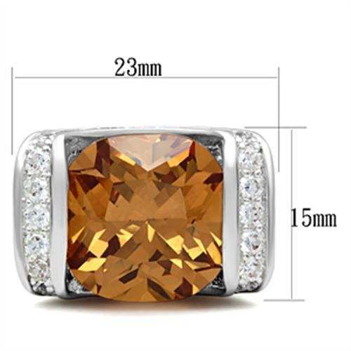 SS006 - Silver 925 Sterling Silver Ring with AAA Grade CZ in Champagne - Alamode - Flyclothing LLC