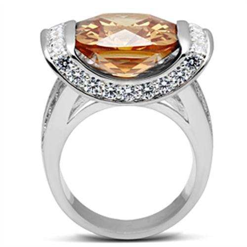 SS006 - Silver 925 Sterling Silver Ring with AAA Grade CZ in Champagne - Alamode - Flyclothing LLC