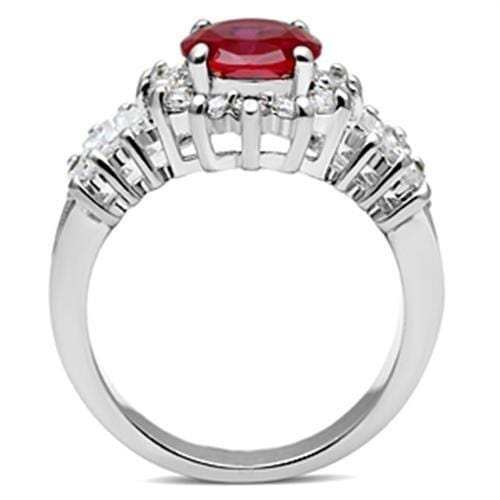 SS009 - Silver 925 Sterling Silver Ring with AAA Grade CZ in Ruby - Alamode - Flyclothing LLC