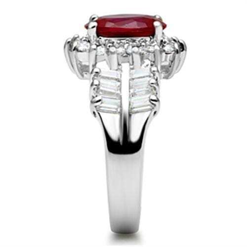 SS009 - Silver 925 Sterling Silver Ring with AAA Grade CZ in Ruby - Alamode - Flyclothing LLC