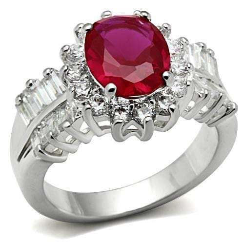 SS009 - Silver 925 Sterling Silver Ring with AAA Grade CZ in Ruby - Alamode - Flyclothing LLC