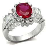SS009 - Silver 925 Sterling Silver Ring with AAA Grade CZ in Ruby - Alamode - Flyclothing LLC