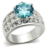 SS010 - Silver 925 Sterling Silver Ring with AAA Grade CZ in Sea Blue - Alamode - Flyclothing LLC