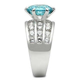 SS010 - Silver 925 Sterling Silver Ring with AAA Grade CZ in Sea Blue - Alamode - Flyclothing LLC