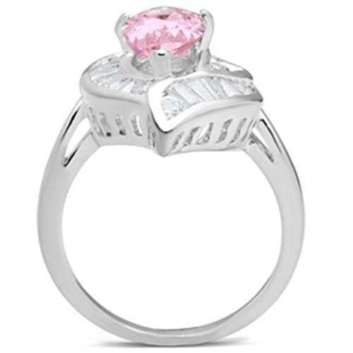 SS011 - Silver 925 Sterling Silver Ring with AAA Grade CZ in Rose - Alamode - Flyclothing LLC