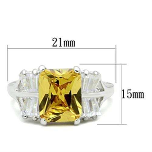 SS012 - Silver 925 Sterling Silver Ring with AAA Grade CZ in Topaz - Alamode - Flyclothing LLC