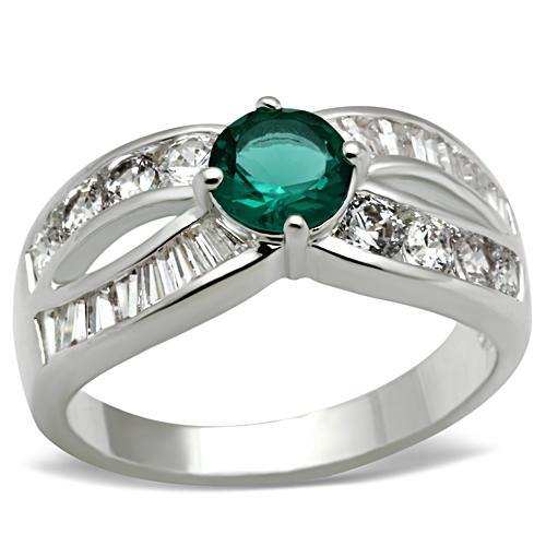 SS014 - Silver 925 Sterling Silver Ring with Synthetic Synthetic Glass in Blue Zircon - Alamode - Flyclothing LLC