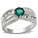 SS014 - Silver 925 Sterling Silver Ring with Synthetic Synthetic Glass in Blue Zircon - Alamode - Flyclothing LLC