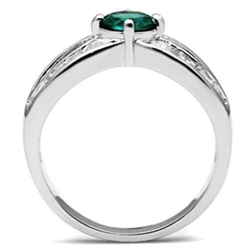 SS014 - Silver 925 Sterling Silver Ring with Synthetic Synthetic Glass in Blue Zircon - Alamode - Flyclothing LLC