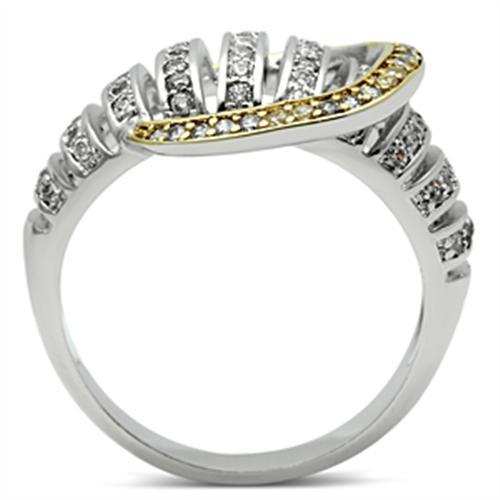 SS015 - Gold+Rhodium 925 Sterling Silver Ring with AAA Grade CZ in Clear - Alamode - Flyclothing LLC