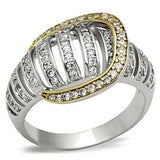 SS015 - Gold+Rhodium 925 Sterling Silver Ring with AAA Grade CZ in Clear - Alamode - Flyclothing LLC