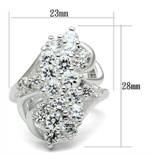 SS016 - Silver 925 Sterling Silver Ring with AAA Grade CZ in Clear - Alamode - Flyclothing LLC