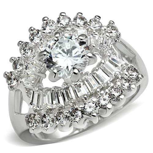SS017 - Silver 925 Sterling Silver Ring with AAA Grade CZ in Clear - Alamode - Flyclothing LLC