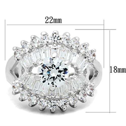 SS017 - Silver 925 Sterling Silver Ring with AAA Grade CZ in Clear - Alamode - Flyclothing LLC