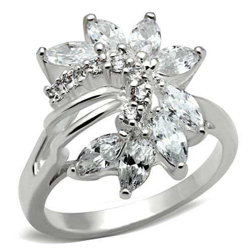 SS018 - Silver 925 Sterling Silver Ring with AAA Grade CZ in Clear - Alamode - Flyclothing LLC