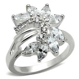 SS018 - Silver 925 Sterling Silver Ring with AAA Grade CZ in Clear - Alamode - Flyclothing LLC