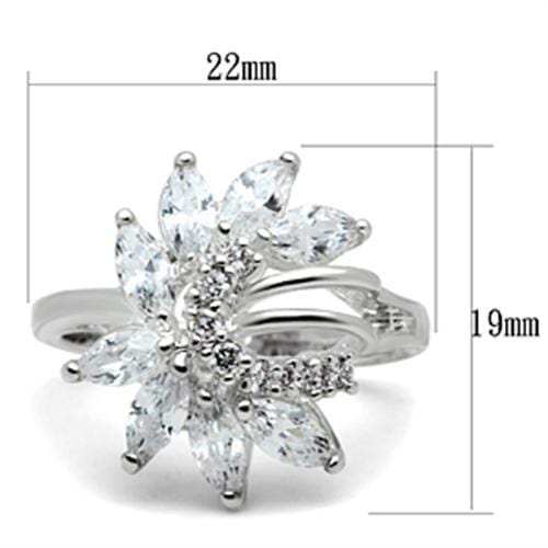 SS018 - Silver 925 Sterling Silver Ring with AAA Grade CZ in Clear - Alamode - Flyclothing LLC