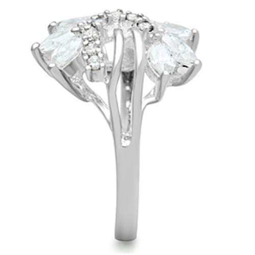 SS018 - Silver 925 Sterling Silver Ring with AAA Grade CZ in Clear - Alamode - Flyclothing LLC