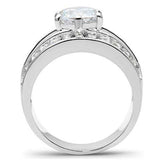 SS019 - Silver 925 Sterling Silver Ring with AAA Grade CZ in Clear - Alamode - Flyclothing LLC