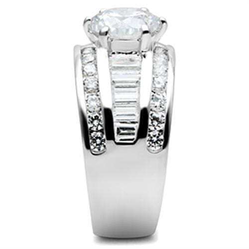 SS019 - Silver 925 Sterling Silver Ring with AAA Grade CZ in Clear - Alamode - Flyclothing LLC