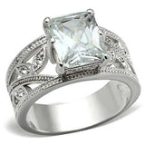 SS024 - Silver 925 Sterling Silver Ring with AAA Grade CZ in Clear - Alamode - Flyclothing LLC