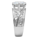SS024 - Silver 925 Sterling Silver Ring with AAA Grade CZ in Clear - Alamode - Flyclothing LLC