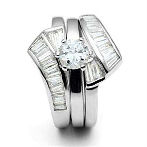 SS025 - Silver 925 Sterling Silver Ring with AAA Grade CZ in Clear - Alamode - Flyclothing LLC
