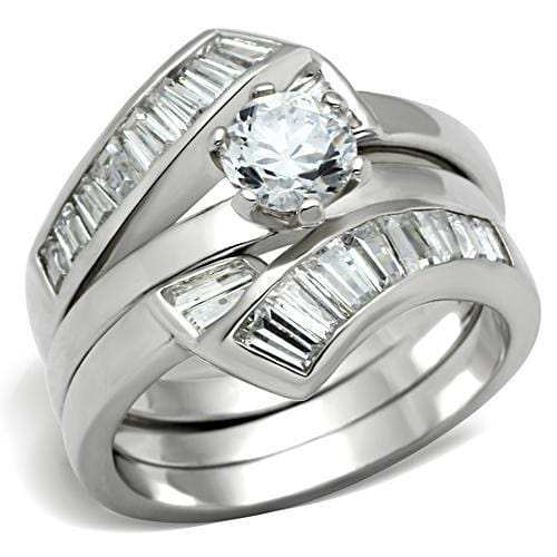 SS025 - Silver 925 Sterling Silver Ring with AAA Grade CZ in Clear - Alamode - Flyclothing LLC