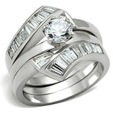 SS025 - Silver 925 Sterling Silver Ring with AAA Grade CZ in Clear - Alamode - Flyclothing LLC