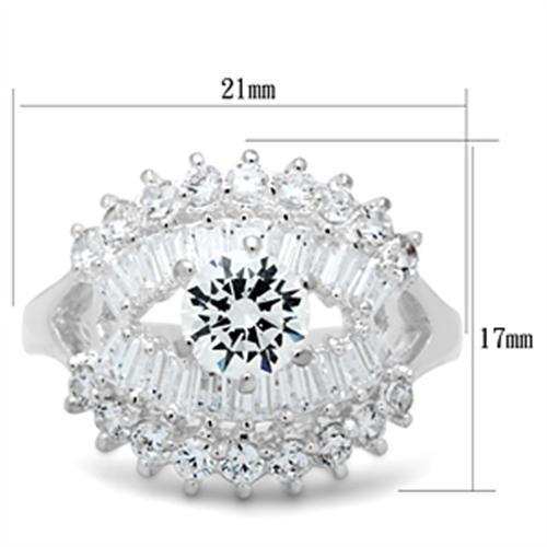 SS026 - Silver 925 Sterling Silver Ring with AAA Grade CZ in Clear - Alamode - Flyclothing LLC