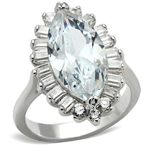 SS027 - Silver 925 Sterling Silver Ring with AAA Grade CZ in Clear - Alamode - Flyclothing LLC