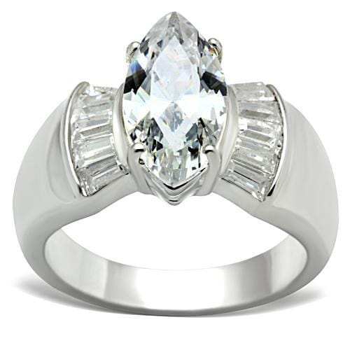 SS028 - Silver 925 Sterling Silver Ring with AAA Grade CZ in Clear - Alamode - Flyclothing LLC