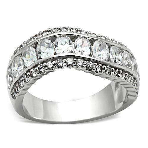 SS029 - Silver 925 Sterling Silver Ring with AAA Grade CZ in Clear - Alamode - Flyclothing LLC