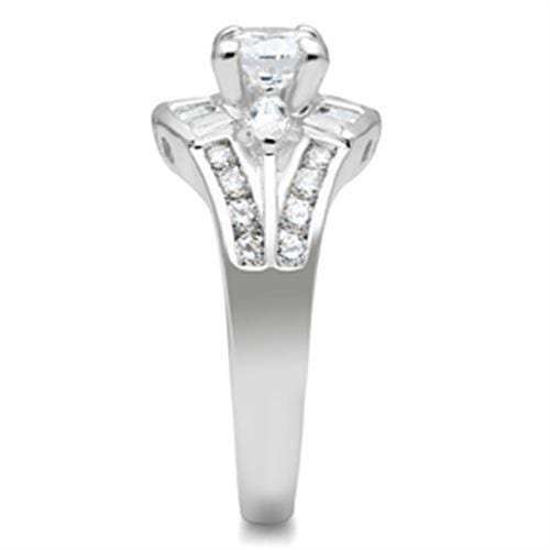 SS030 - Silver 925 Sterling Silver Ring with AAA Grade CZ in Clear - Alamode - Flyclothing LLC