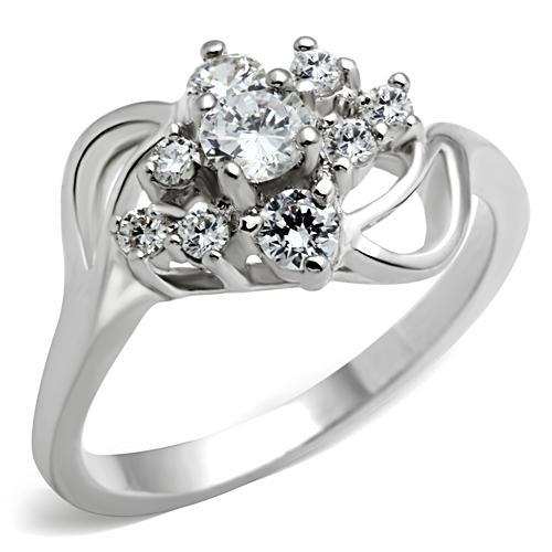 SS032 - Silver 925 Sterling Silver Ring with AAA Grade CZ in Clear - Alamode - Flyclothing LLC