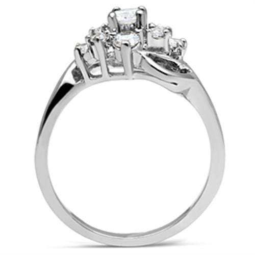 SS032 - Silver 925 Sterling Silver Ring with AAA Grade CZ in Clear - Alamode - Flyclothing LLC