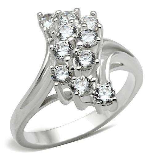SS033 - Silver 925 Sterling Silver Ring with AAA Grade CZ in Clear - Alamode - Flyclothing LLC