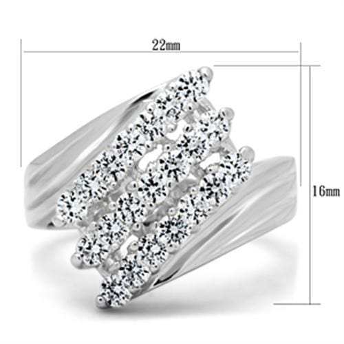 SS035 - Silver 925 Sterling Silver Ring with AAA Grade CZ in Clear - Alamode - Flyclothing LLC
