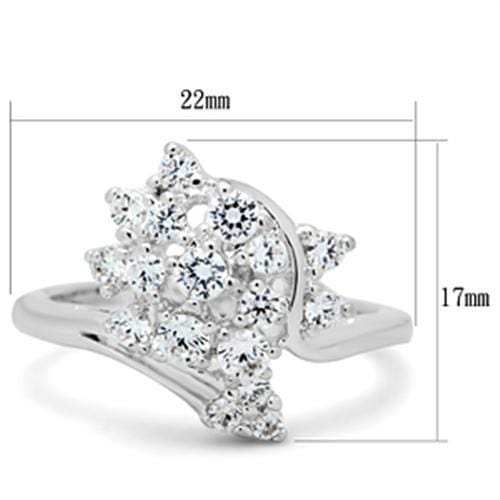 SS036 - Silver 925 Sterling Silver Ring with AAA Grade CZ in Clear - Alamode - Flyclothing LLC