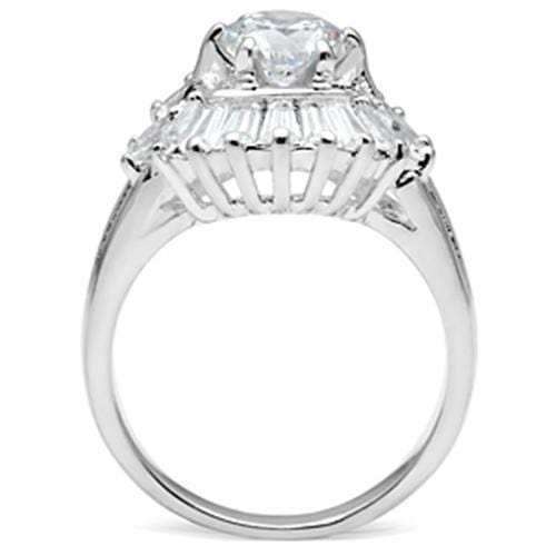 SS039 - Silver 925 Sterling Silver Ring with AAA Grade CZ in Clear - Alamode - Flyclothing LLC