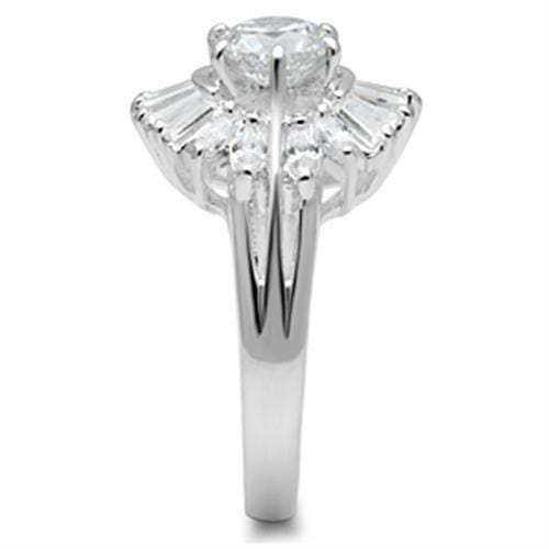 SS039 - Silver 925 Sterling Silver Ring with AAA Grade CZ in Clear - Alamode - Flyclothing LLC