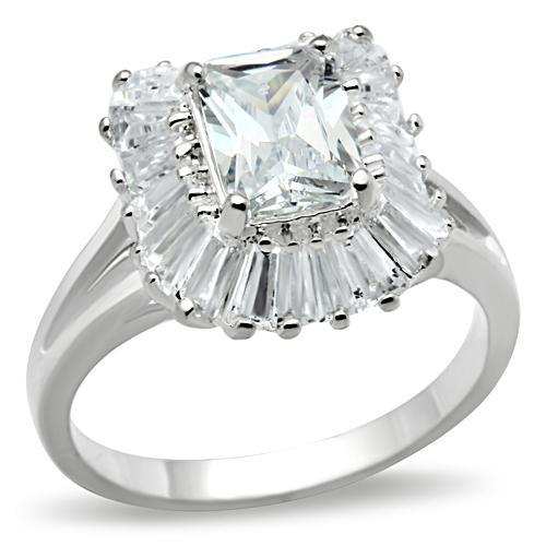 SS040 - Silver 925 Sterling Silver Ring with AAA Grade CZ in Clear - Alamode - Flyclothing LLC