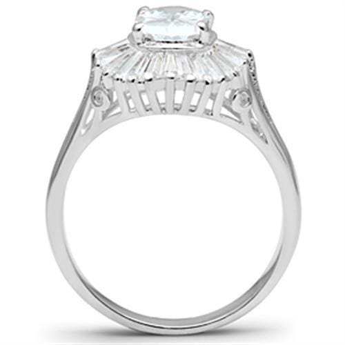 SS042 - Silver 925 Sterling Silver Ring with AAA Grade CZ in Clear - Alamode - Flyclothing LLC