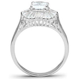 SS042 - Silver 925 Sterling Silver Ring with AAA Grade CZ in Clear - Alamode - Flyclothing LLC
