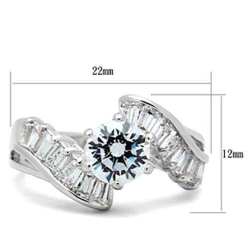 SS043 - Silver 925 Sterling Silver Ring with AAA Grade CZ in Clear - Alamode - Flyclothing LLC
