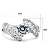 SS043 - Silver 925 Sterling Silver Ring with AAA Grade CZ in Clear - Alamode - Flyclothing LLC