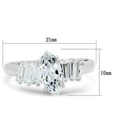 SS045 - Silver 925 Sterling Silver Ring with AAA Grade CZ in Clear - Alamode - Flyclothing LLC